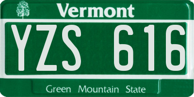 VT license plate YZS616
