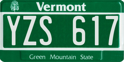 VT license plate YZS617