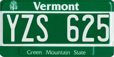 VT license plate YZS625