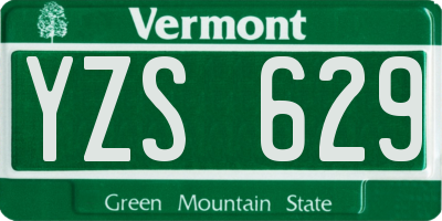 VT license plate YZS629