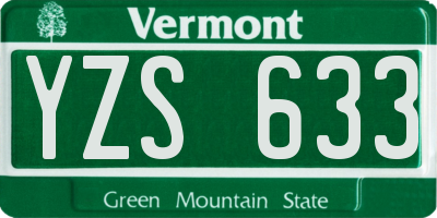 VT license plate YZS633