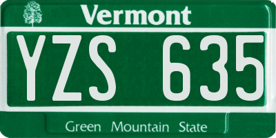 VT license plate YZS635