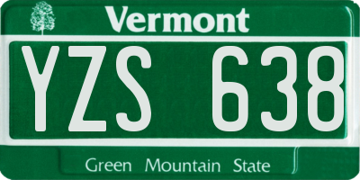 VT license plate YZS638