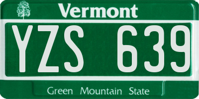 VT license plate YZS639