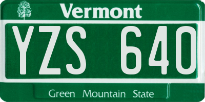 VT license plate YZS640