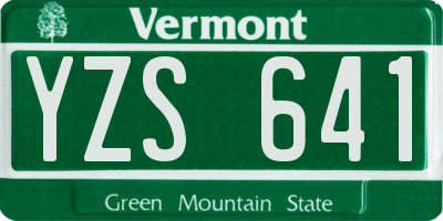 VT license plate YZS641