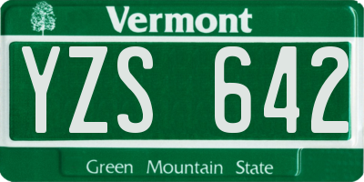 VT license plate YZS642
