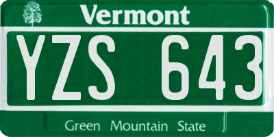 VT license plate YZS643