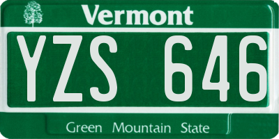 VT license plate YZS646