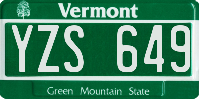 VT license plate YZS649
