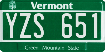 VT license plate YZS651