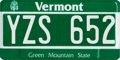 VT license plate YZS652