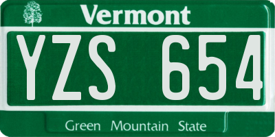 VT license plate YZS654