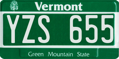 VT license plate YZS655