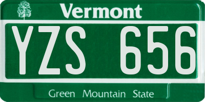 VT license plate YZS656