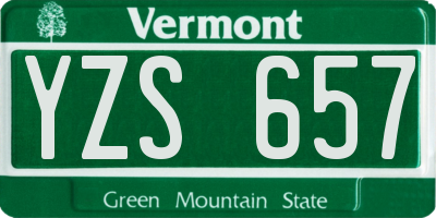 VT license plate YZS657