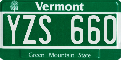 VT license plate YZS660