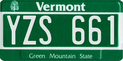VT license plate YZS661