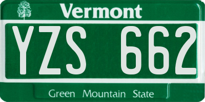 VT license plate YZS662