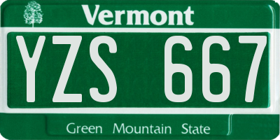 VT license plate YZS667