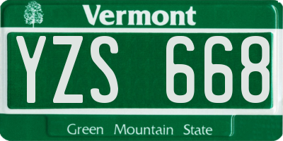 VT license plate YZS668