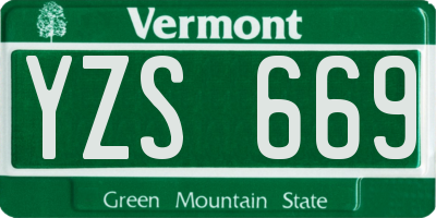 VT license plate YZS669