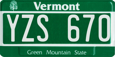 VT license plate YZS670