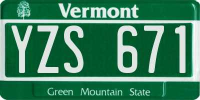 VT license plate YZS671