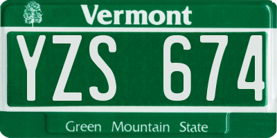 VT license plate YZS674