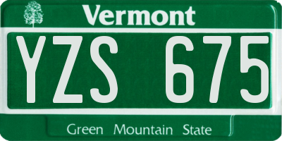 VT license plate YZS675