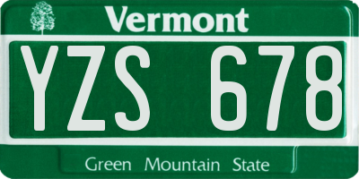 VT license plate YZS678