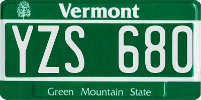 VT license plate YZS680