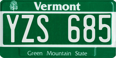 VT license plate YZS685
