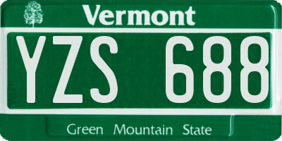 VT license plate YZS688
