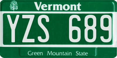 VT license plate YZS689