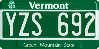 VT license plate YZS692