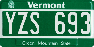 VT license plate YZS693