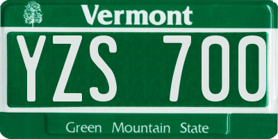 VT license plate YZS700