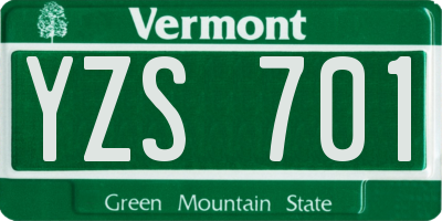 VT license plate YZS701