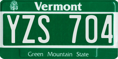 VT license plate YZS704