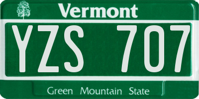 VT license plate YZS707