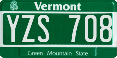 VT license plate YZS708