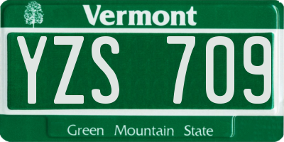VT license plate YZS709