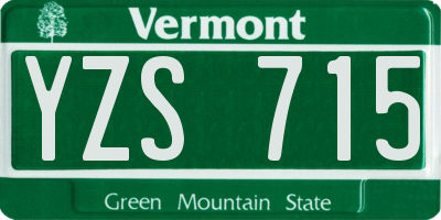 VT license plate YZS715