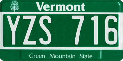 VT license plate YZS716