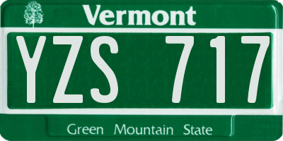 VT license plate YZS717