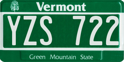 VT license plate YZS722