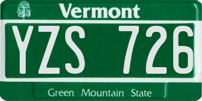 VT license plate YZS726