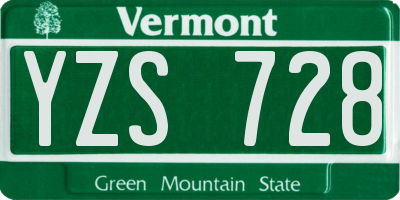 VT license plate YZS728