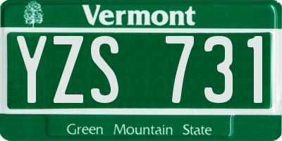 VT license plate YZS731